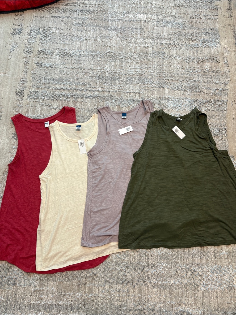 Old Navy Slub Tank Tops - pink/Red (S) Cream (S), Violet(S), Olive (M)